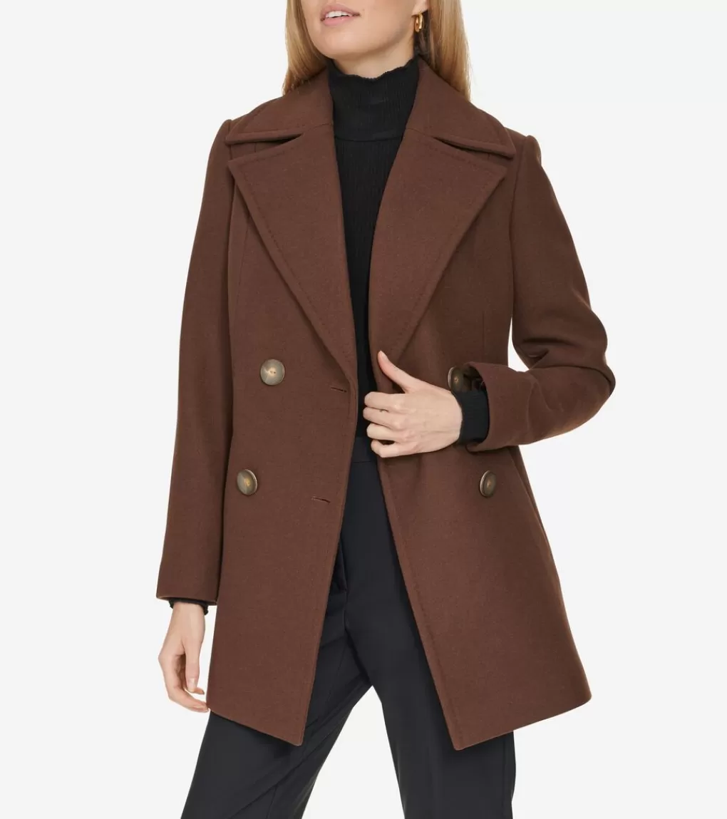 Fine Wool Twill Double Breasted Peacoat*Cole Haan Hot