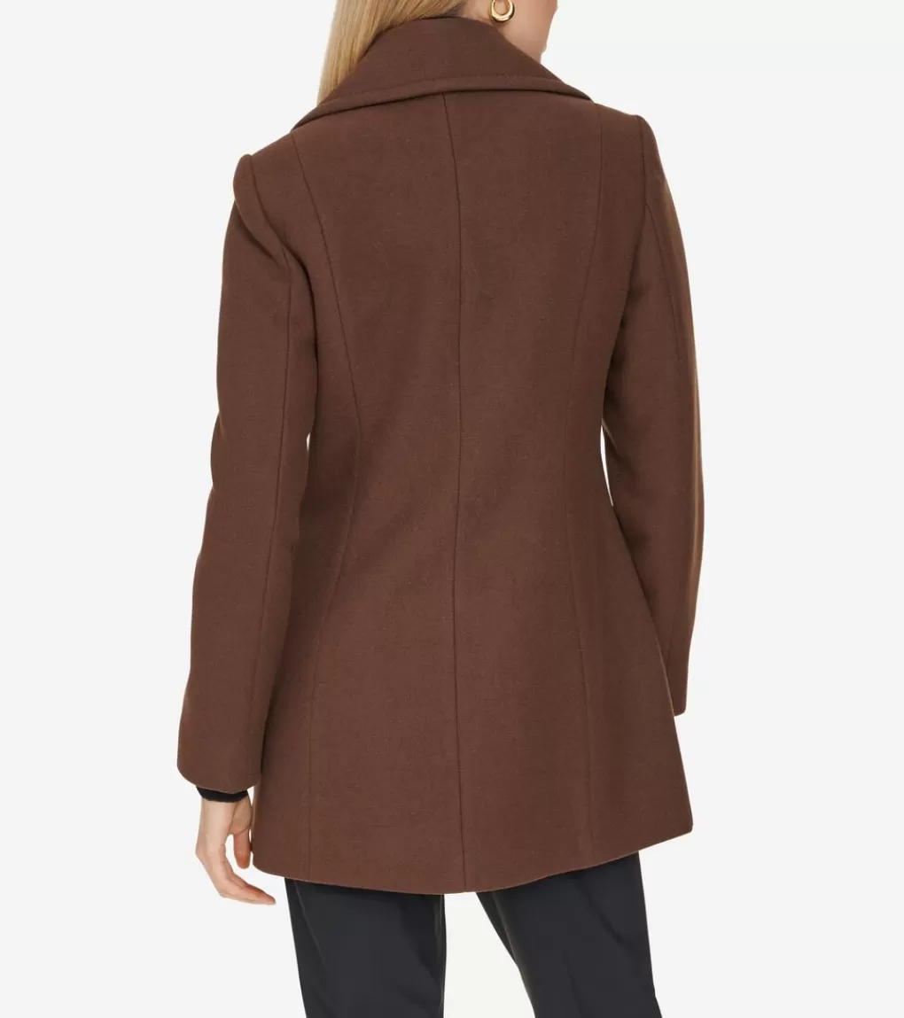 Fine Wool Twill Double Breasted Peacoat*Cole Haan Hot