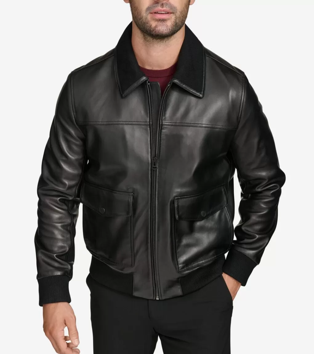 Men's Leather Aviator Jacket*Cole Haan Hot