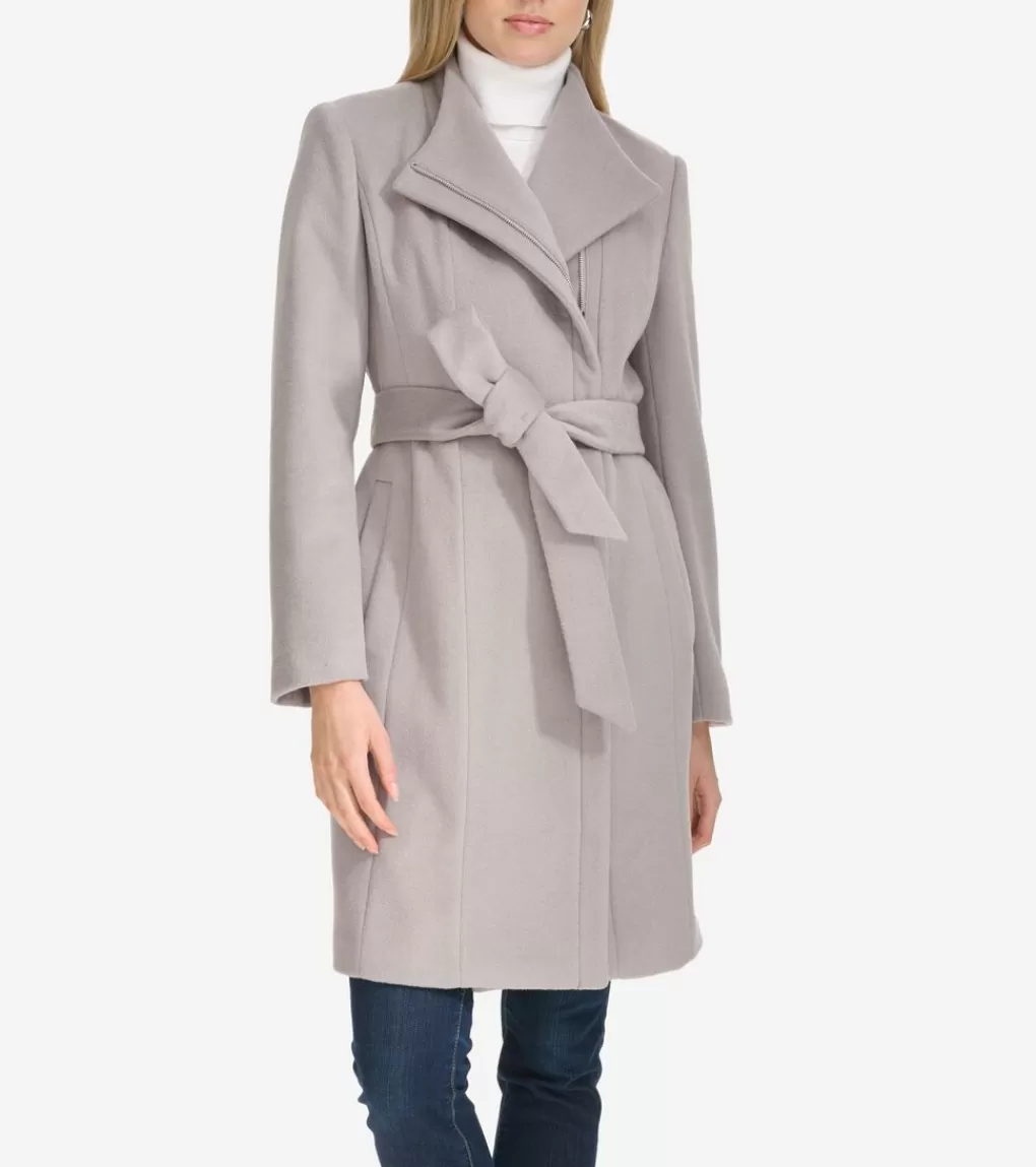 Moulded Collar Slick Wool Belted Coat*Cole Haan Discount