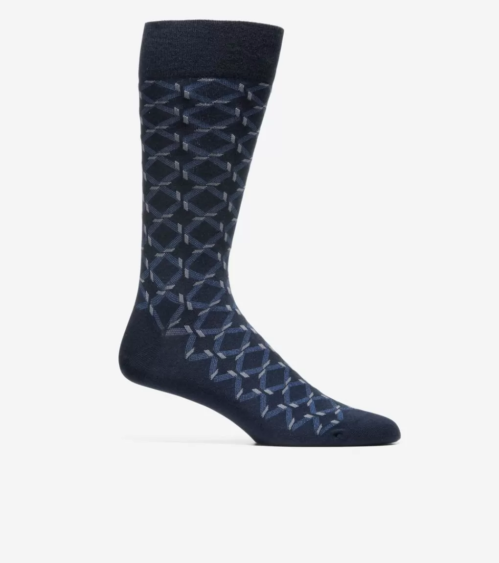 1 Pack Men's Geometric Print Dress Crew Socks*Cole Haan Outlet