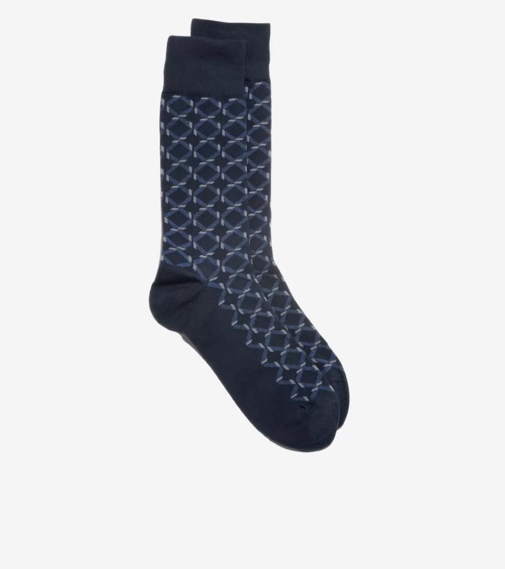 1 Pack Men's Geometric Print Dress Crew Socks*Cole Haan Outlet