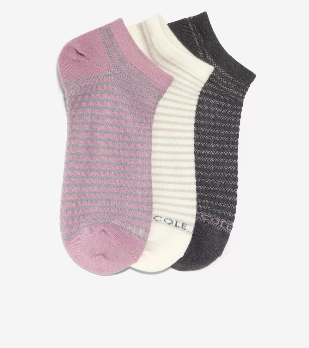 3 Pack Textured Stripe Supersoft Low Cut Socks*Cole Haan Shop