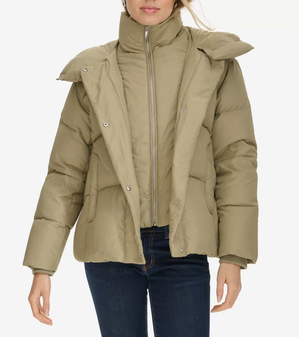 Twill Down Jacket With High Low Hem*Cole Haan Best Sale