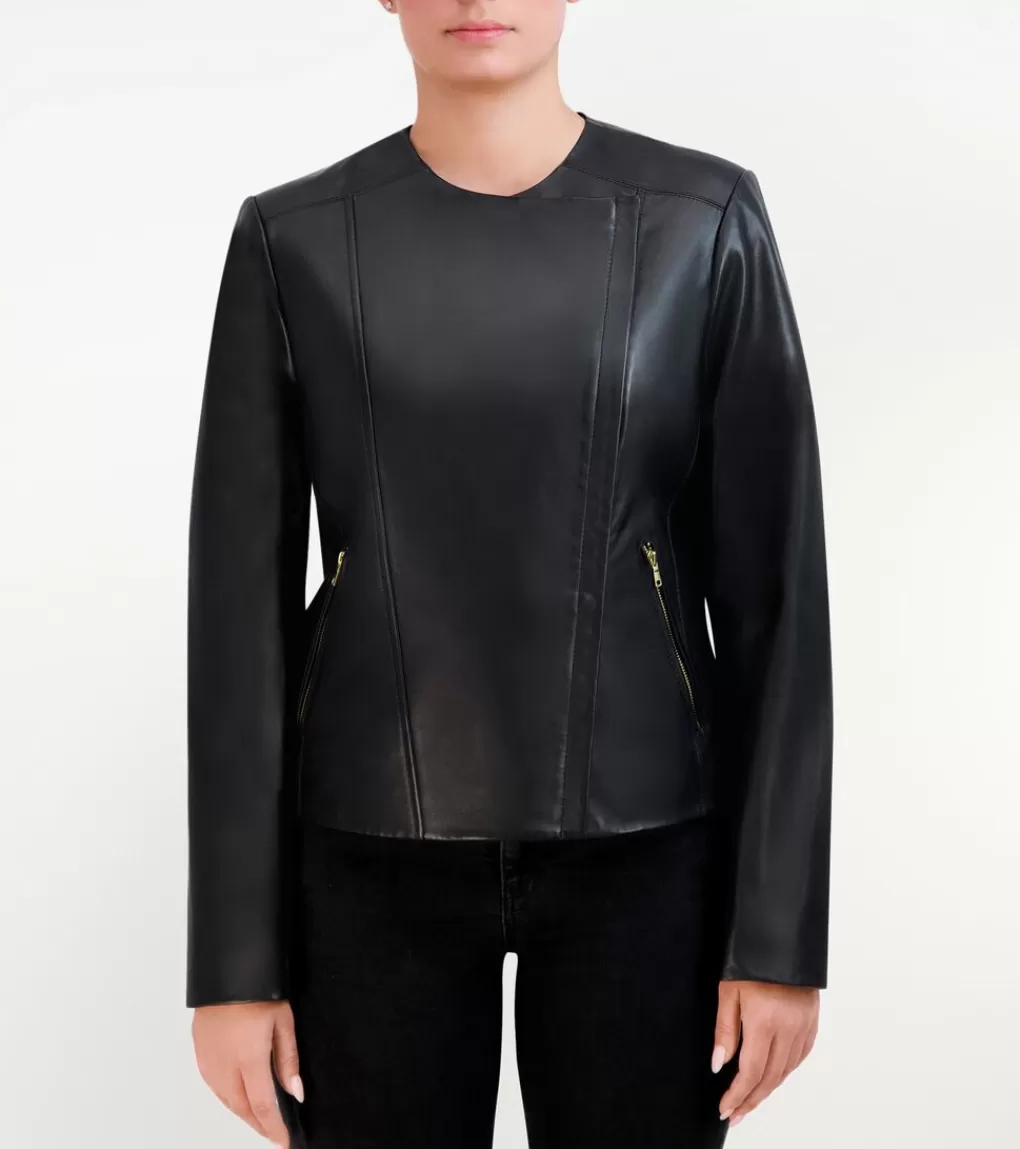 Women's Asymmetrical Leather Jacket*Cole Haan Best Sale