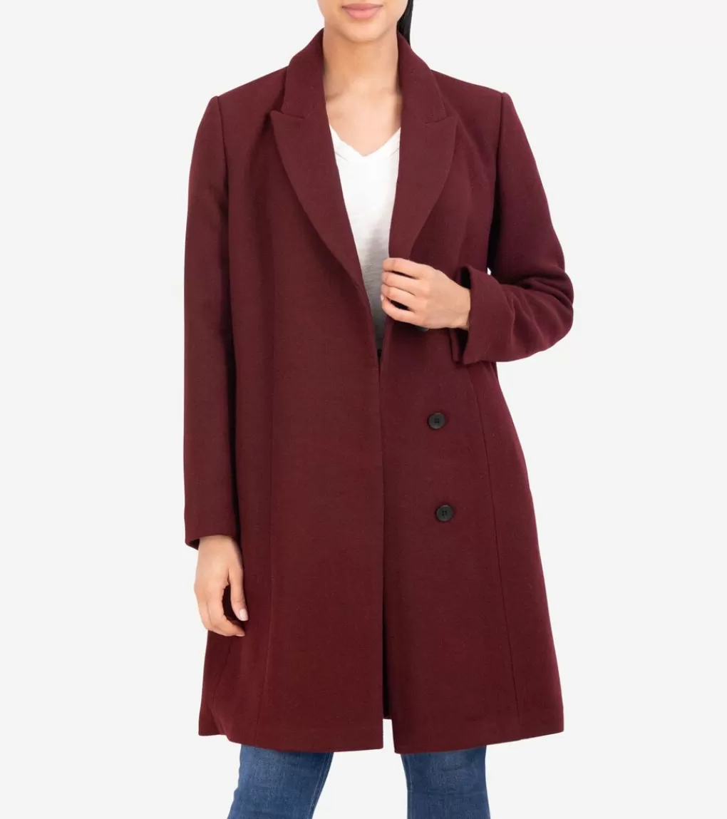 Women's Asymmetrical Peak Lapel Coat*Cole Haan Discount