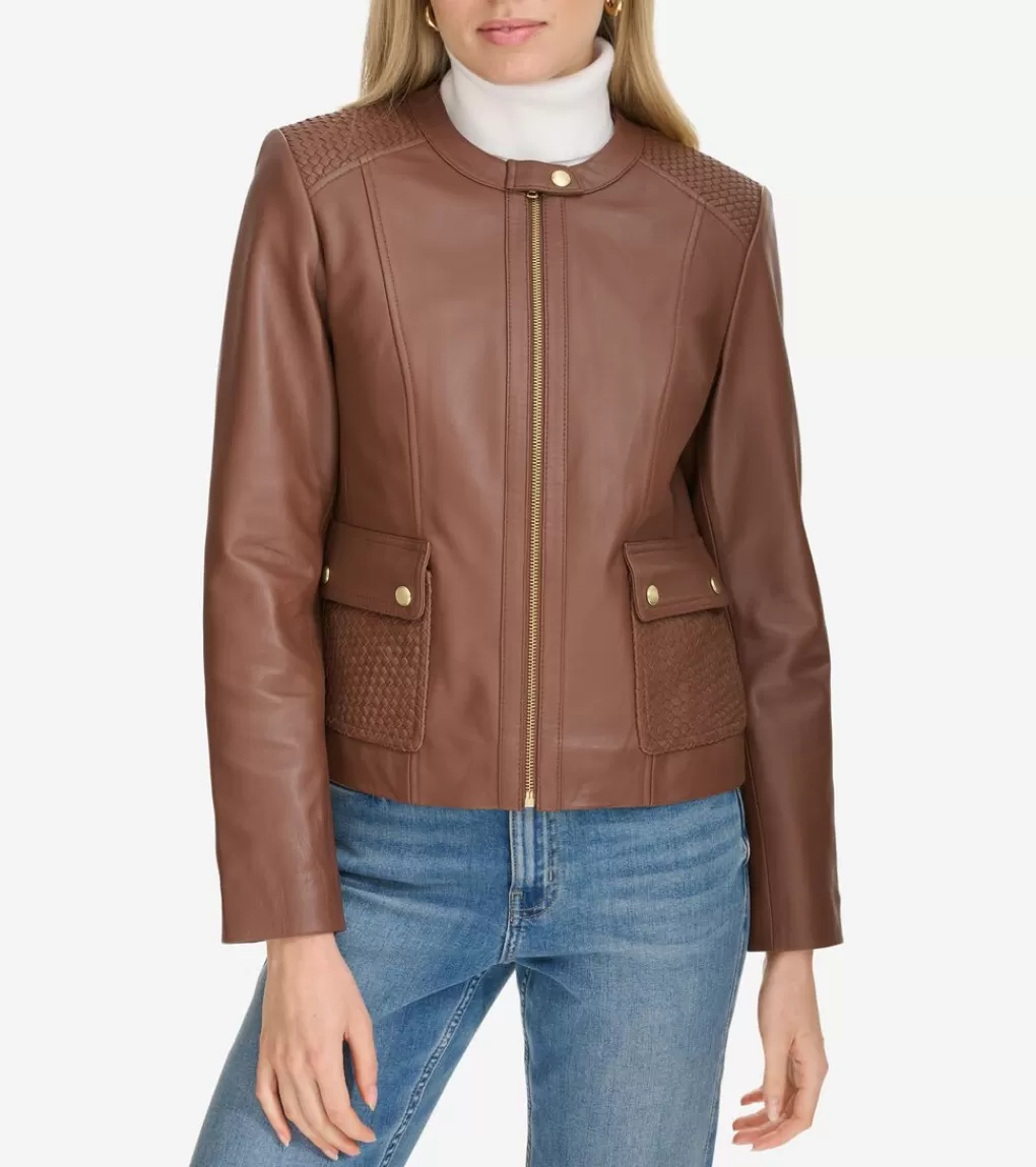 Women's Curved-Seam Leather Jacket*Cole Haan Online