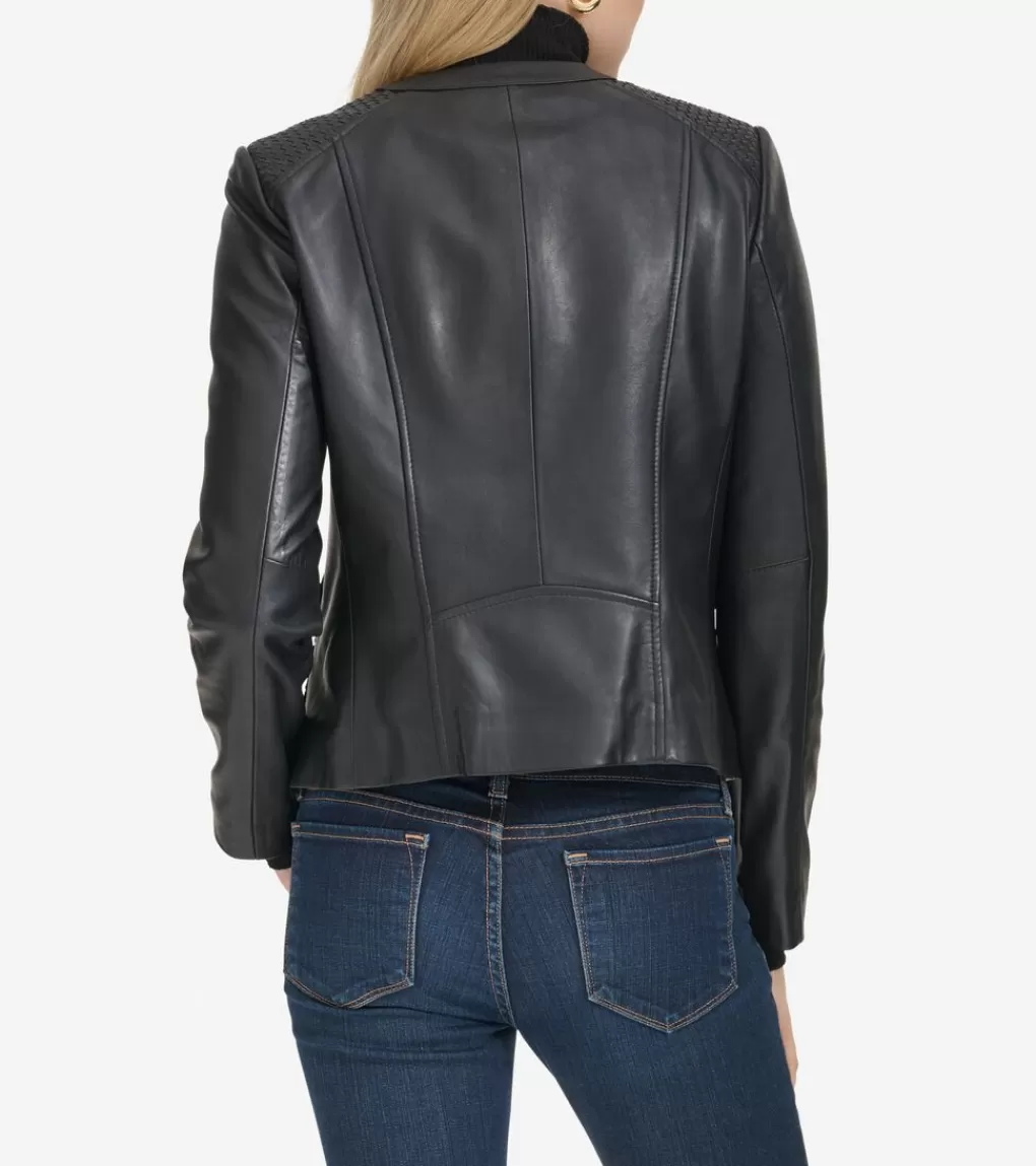 Women's Curved-Seam Leather Jacket*Cole Haan Outlet