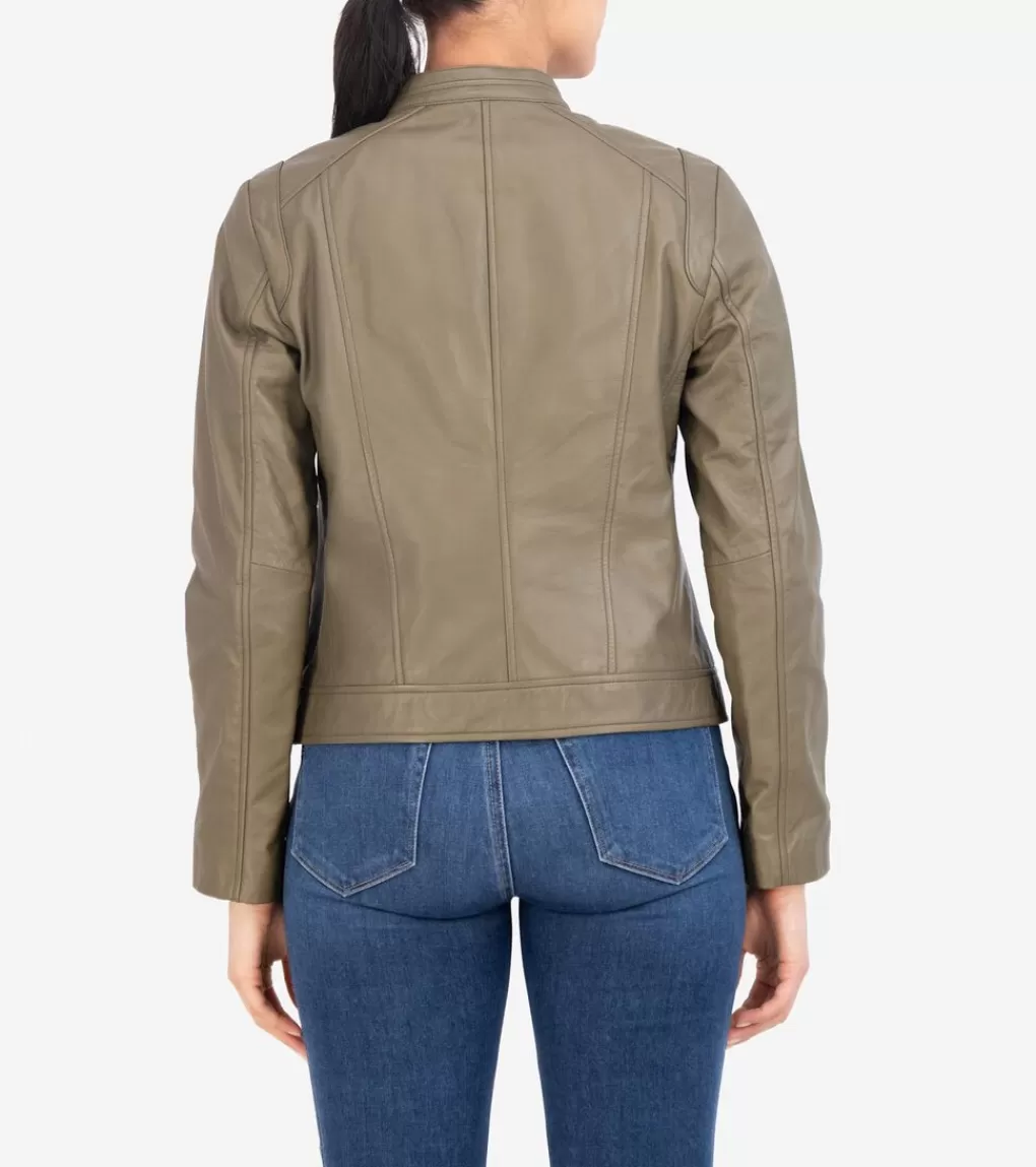 Women's Lambskin Leather Jacket*Cole Haan Cheap