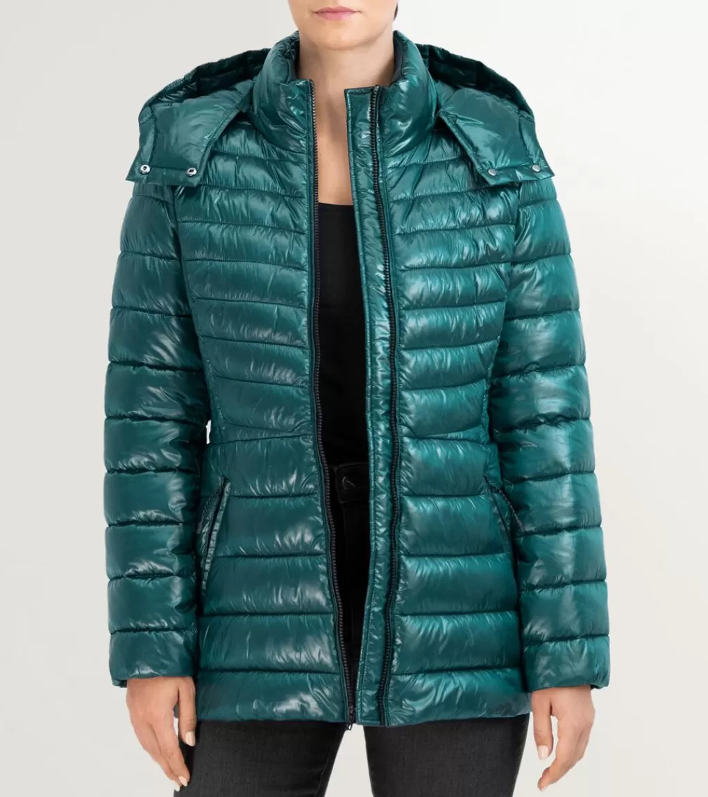 Women's Quilted Pearl Faux Down Jacket with Removable Hood*Cole Haan Shop