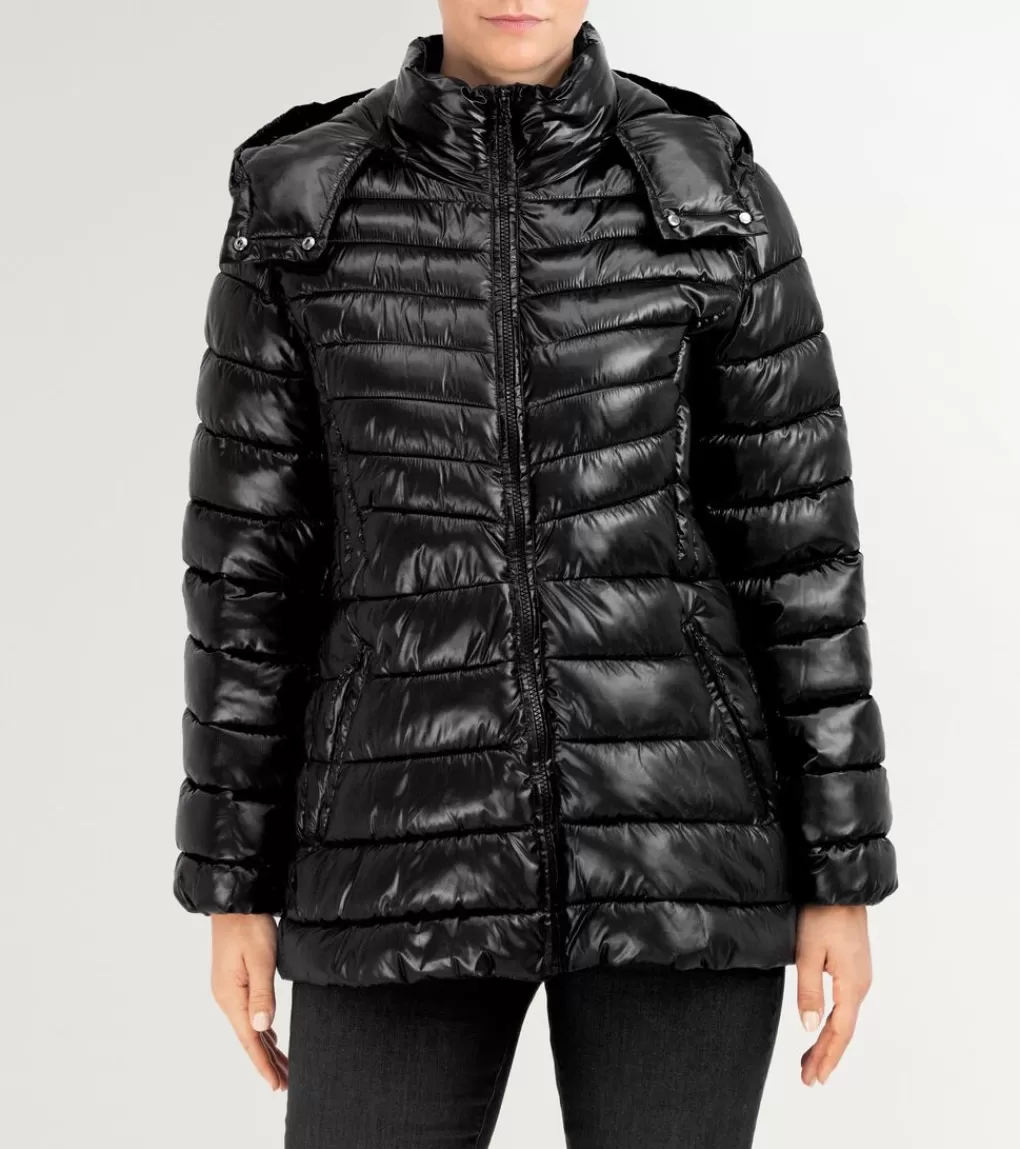 Women's Quilted Pearl Faux Down Jacket with Removable Hood*Cole Haan Online