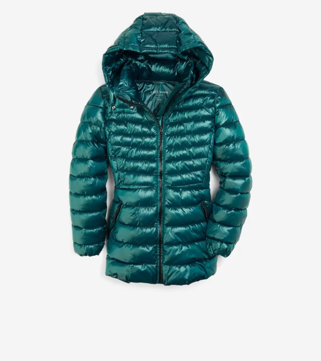 Women's Quilted Pearl Faux Down Jacket with Removable Hood*Cole Haan Shop