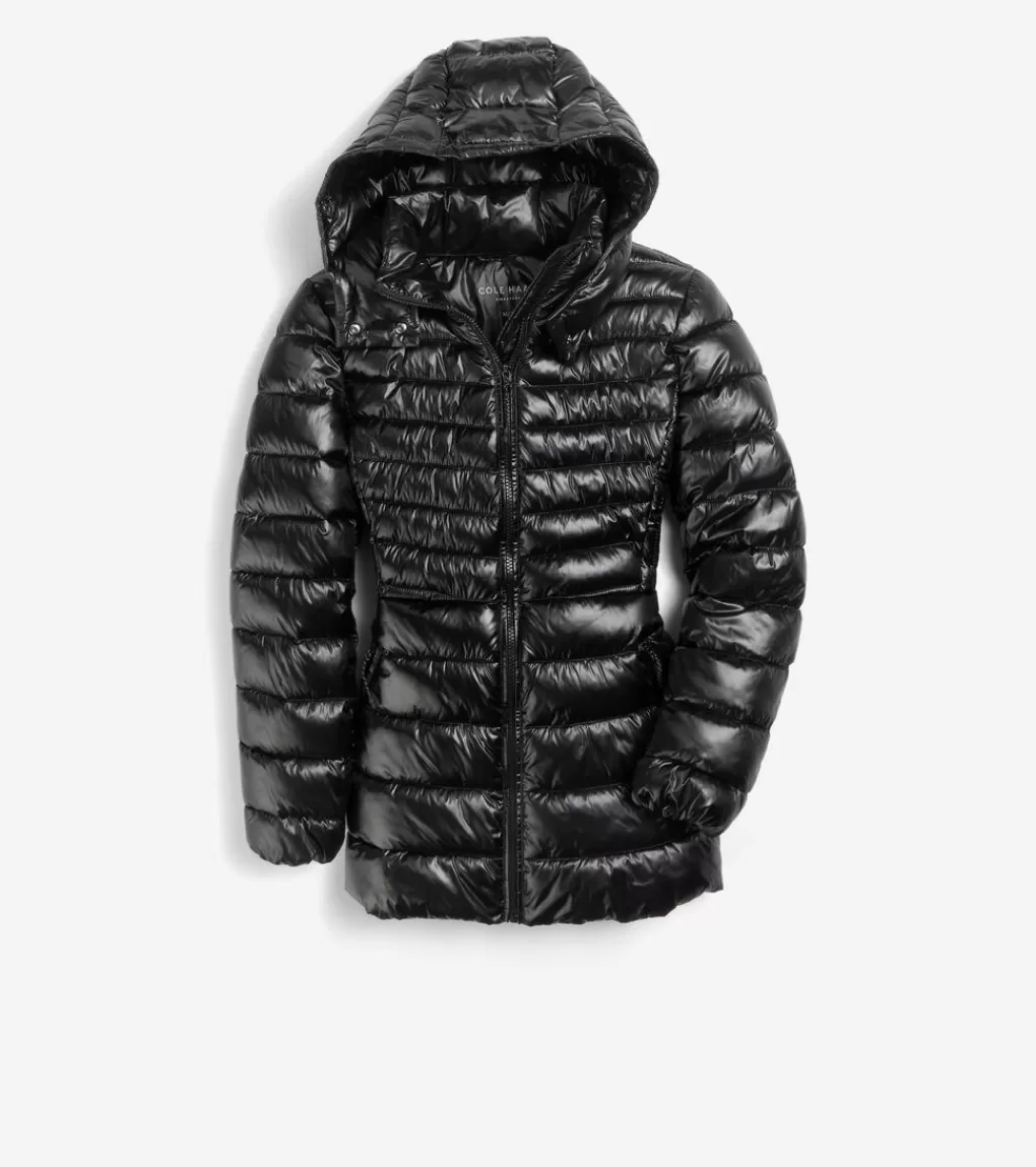 Women's Quilted Pearl Faux Down Jacket with Removable Hood*Cole Haan Online