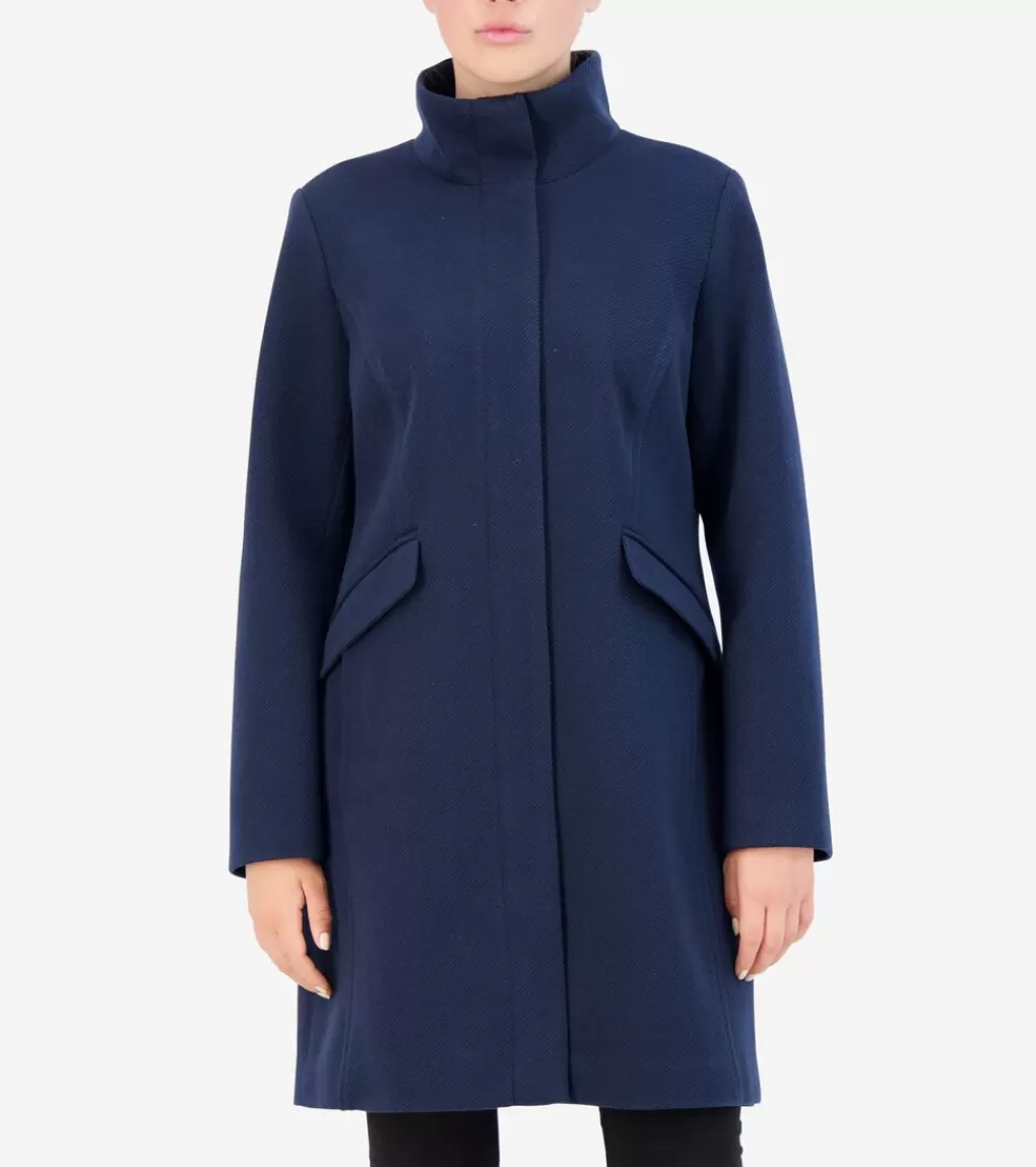 Women's Soft Twill Zip-Up Coat*Cole Haan Cheap