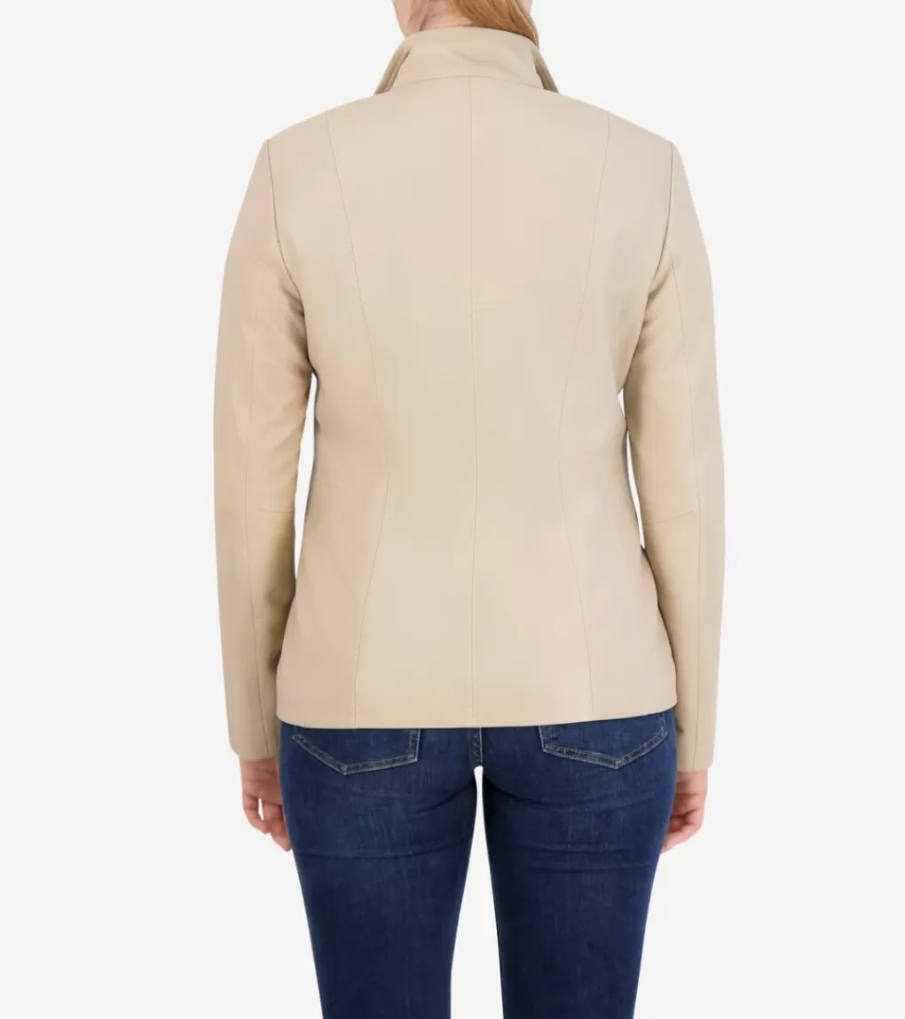 Women's Wing Collar Leather Jacket*Cole Haan Online