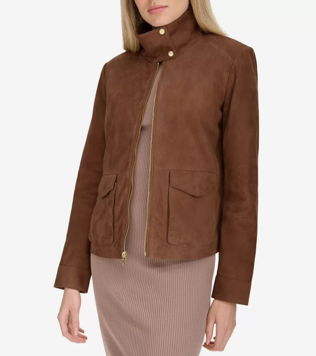 Women's Zip-Front Suede Jacket*Cole Haan Outlet