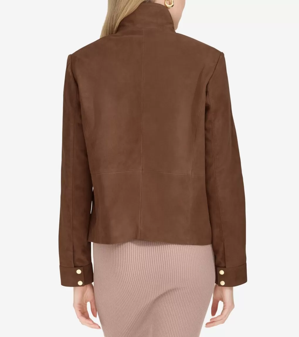 Women's Zip-Front Suede Jacket*Cole Haan Outlet